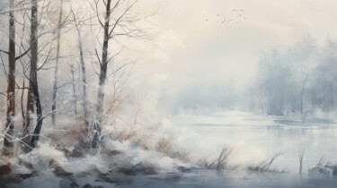 Digital Arts titled "Minimalistic Winter…" by Bilge Paksoylu, Original Artwork, AI generated image