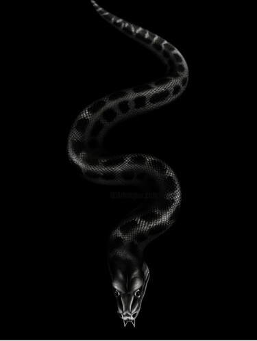 Digital Arts titled "Snake" by Bilge Paksoylu, Original Artwork, AI generated image