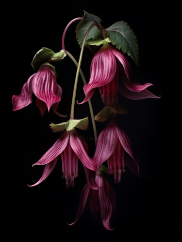 Digitale Kunst mit dem Titel "Low Key Flowers" von Bilge Paksoylu, Original-Kunstwerk, KI-generiertes Bild