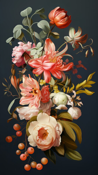 数字艺术 标题为“Flower Bouquet” 由Bilge Paksoylu, 原创艺术品, AI生成的图像