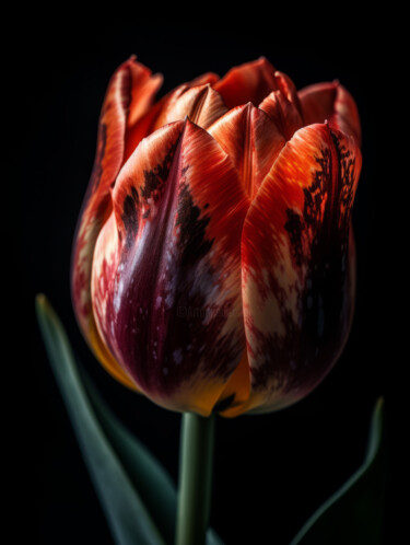 Digital Arts titled "Red Tulip" by Bilge Paksoylu, Original Artwork, AI generated image