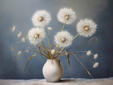 Digitale Kunst mit dem Titel "White Flowers" von Bilge Paksoylu, Original-Kunstwerk, KI-generiertes Bild