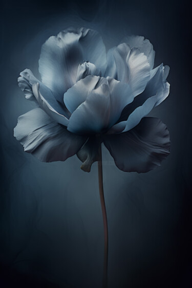 Digital Arts titled "Black Flower 4" by Bilge Paksoylu, Original Artwork, AI generated image