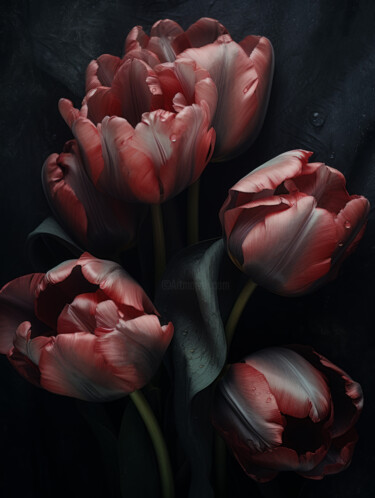 Arts numériques intitulée "Close Up Pink Tulips" par Bilge Paksoylu, Œuvre d'art originale, Image générée par l'IA