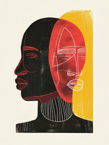 Digitale Kunst mit dem Titel "African Art 2" von Bilge Paksoylu, Original-Kunstwerk, KI-generiertes Bild