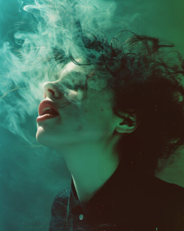 Grafika cyfrowa / sztuka generowana cyfrowo zatytułowany „Steamy Woman Portra…” autorstwa Bilge Paksoylu, Oryginalna praca,…