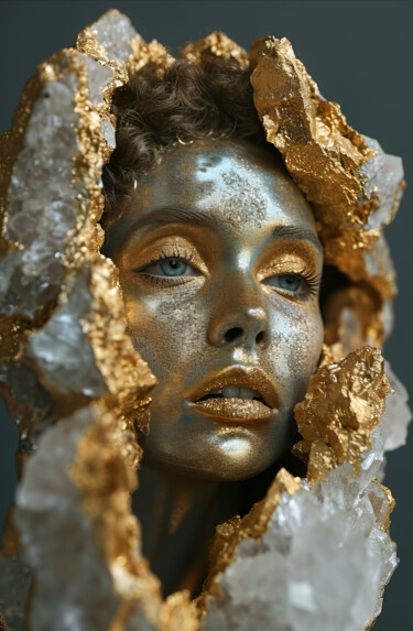 Digitale Kunst getiteld "Crystal Woman Portr…" door Bilge Paksoylu, Origineel Kunstwerk, AI gegenereerde afbeelding