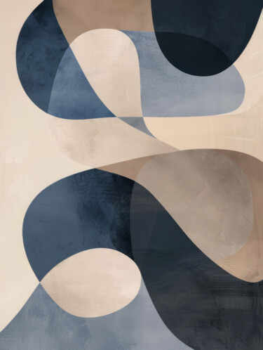 Digitale Kunst getiteld "Abstract Geometric 2" door Bilge Paksoylu, Origineel Kunstwerk, AI gegenereerde afbeelding