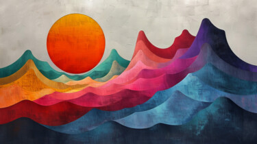 Digital Arts titled "Bright Abstract Lan…" by Bilge Paksoylu, Original Artwork, AI generated image