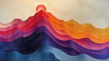 Arte digitale intitolato "Bright Abstract Lan…" da Bilge Paksoylu, Opera d'arte originale, Immagine generata dall'IA