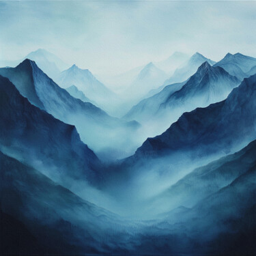Digital Arts titled "Minimalist Landscape" by Bilge Paksoylu, Original Artwork, AI generated image