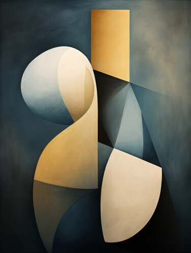 Digital Arts titled "Geometric Abstract…" by Bilge Paksoylu, Original Artwork, AI generated image