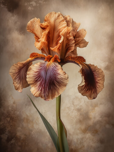Digital Arts titled "Iris Flowers 1" by Bilge Paksoylu, Original Artwork, AI generated image
