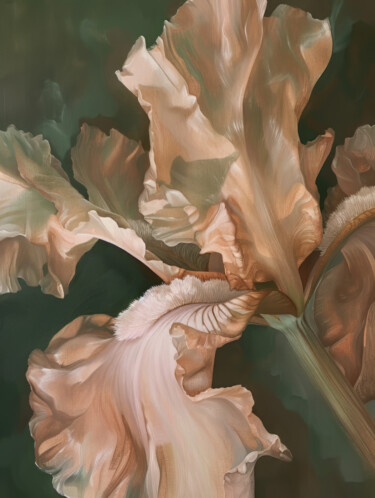 Digital Arts titled "Iris Flowers 6" by Bilge Paksoylu, Original Artwork, AI generated image