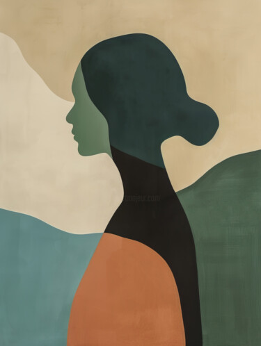 Arts numériques intitulée "Geometric Portrait 1" par Bilge Paksoylu, Œuvre d'art originale, Image générée par l'IA