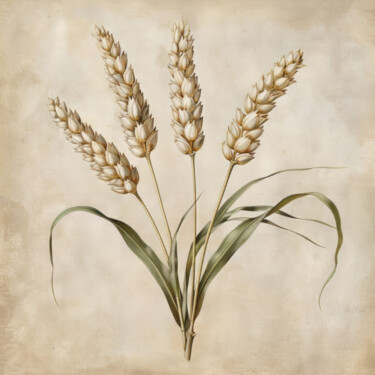 Digitale Kunst getiteld "Vintage Wheat" door Bilge Paksoylu, Origineel Kunstwerk, AI gegenereerde afbeelding