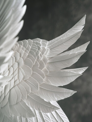 Arts numériques intitulée "White Wings" par Bilge Paksoylu, Œuvre d'art originale, Image générée par l'IA