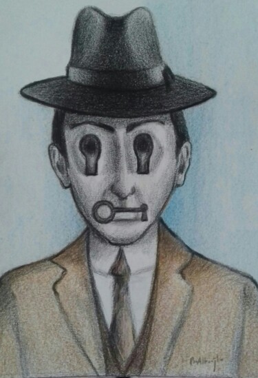Peinture intitulée "Franz Kafka" par Bilgehan Altinoglu, Œuvre d'art originale, Crayon Monté sur Carton