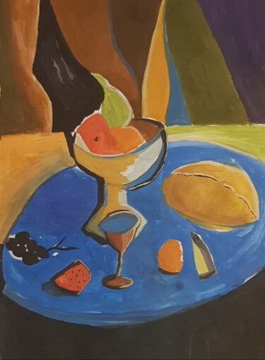 Painting titled "Fruit plate" by Bilgehan Altinoglu, Original Artwork, Watercolor