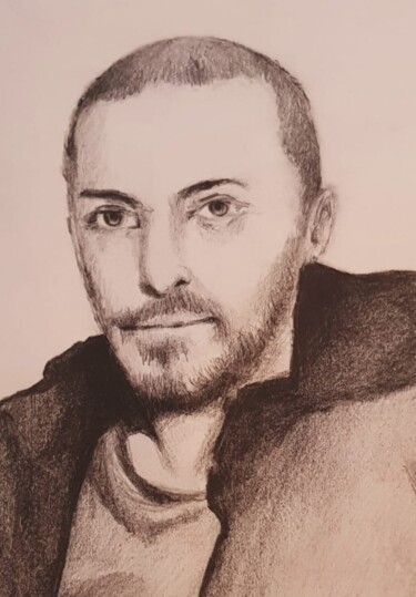 Painting titled "My self portrait" by Bilgehan Altinoglu, Original Artwork, Charcoal