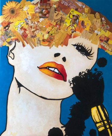 Malerei mit dem Titel "Mulheres Consumistas" von Fabiani Curvelo, Original-Kunstwerk, Collagen