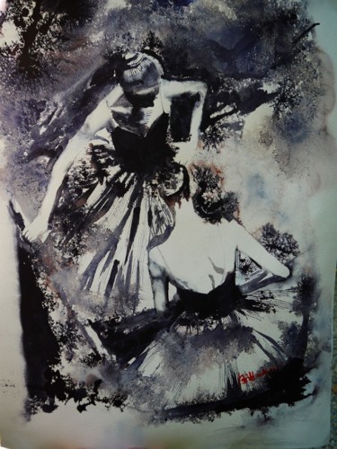 Malerei mit dem Titel "Danseuses" von Billaudeau, Original-Kunstwerk, Aquarell