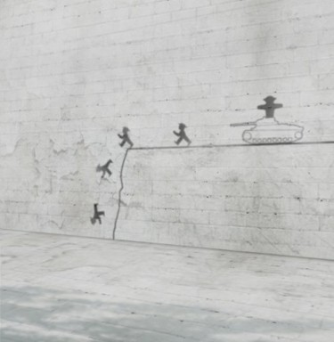 Pittura intitolato "The Queue (wall)" da Billie Jean, Opera d'arte originale