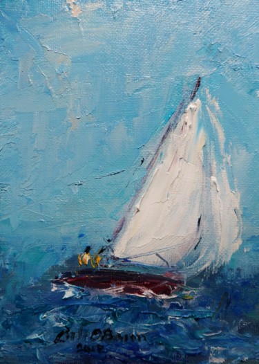 Malerei mit dem Titel "yachts-impasto-sail…" von Bill O'Brien, Original-Kunstwerk, Öl