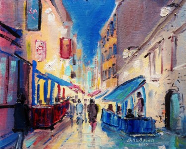 Painting titled "By The Quays Galway" by Bill O'Brien, Original Artwork, Oil