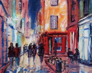 Schilderij getiteld "Temple Bar Dublin C…" door Bill O'Brien, Origineel Kunstwerk, Olie