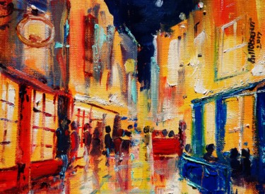 Painting titled "Galway Nightime" by Bill O'Brien, Original Artwork, Oil