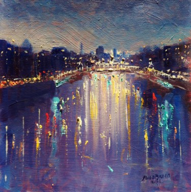 Painting titled "Hapenny Bridge Dubl…" by Bill O'Brien, Original Artwork, Oil