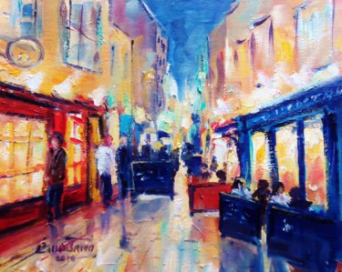 Painting titled "Galway Quay Street…" by Bill O'Brien, Original Artwork, Oil