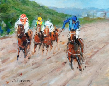 Картина под названием "Horse Racing, Layto…" - Bill O'Brien, Подлинное произведение искусства, Масло