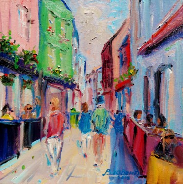 Painting titled "Galway Quay St. Sun…" by Bill O'Brien, Original Artwork, Oil