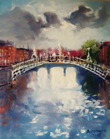 Painting titled "Hapenny Bridge Dubl…" by Bill O'Brien, Original Artwork, Oil