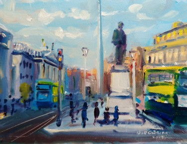 Painting titled "O'Connell St Dublin" by Bill O'Brien, Original Artwork, Oil