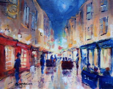 Painting titled "Galway City Nights" by Bill O'Brien, Original Artwork, Acrylic