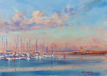 Painting titled "Calm Evening from t…" by Bill O'Brien, Original Artwork, Acrylic Mounted on Cardboard