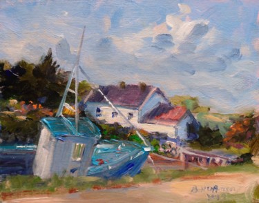 Painting titled "Cottage near Rounds…" by Bill O'Brien, Original Artwork, Acrylic