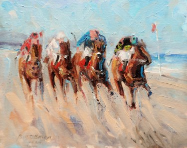 Картина под названием "Horse Racing Laytow…" - Bill O'Brien, Подлинное произведение искусства, Масло