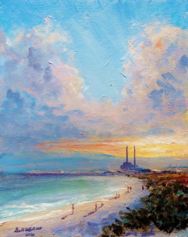 Painting titled "Dusk on Dollymount…" by Bill O'Brien, Original Artwork, Oil