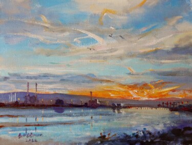 Painting titled "Dollymount Clontarf…" by Bill O'Brien, Original Artwork, Oil Mounted on Cardboard
