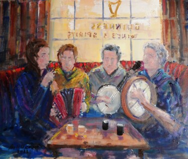 Картина под названием "Trad Irish Music, S…" - Bill O'Brien, Подлинное произведение искусства, Масло