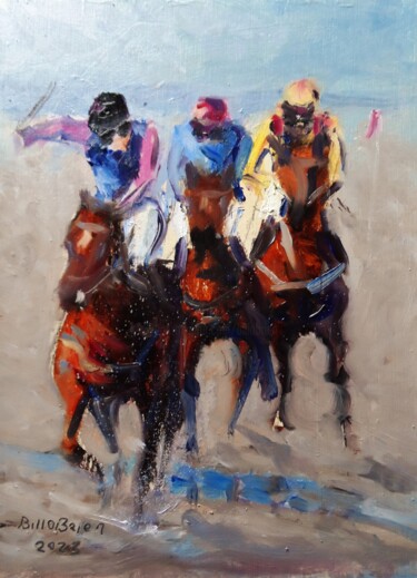 「Horse Racing at Lay…」というタイトルの絵画 Bill O'Brienによって, オリジナルのアートワーク, オイル