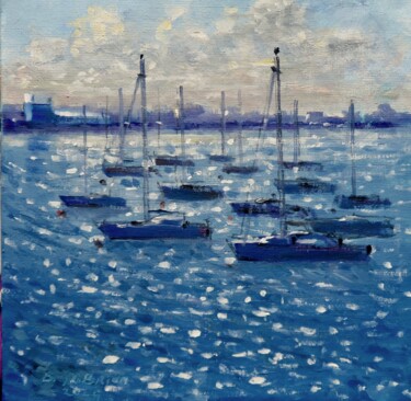 Schilderij getiteld "Howth Harbour Dubli…" door Bill O'Brien, Origineel Kunstwerk, Olie