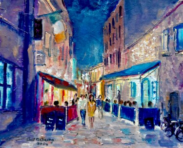 Painting titled "Quay Street Galway…" by Bill O'Brien, Original Artwork, Oil