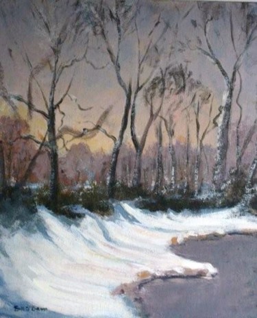 Painting titled "Snow Scene St. Annes" by Bill O'Brien, Original Artwork