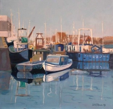 Painting titled "Howth Harbour Blue" by Bill O'Brien, Original Artwork, Oil