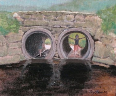 Painting titled "Hide and Seek Sally…" by Bill O'Brien, Original Artwork, Oil